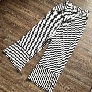 Windsor black and white stripe pants with block flair